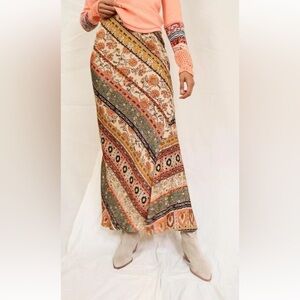 Free People NOA Printed Maxi Slip Skirt